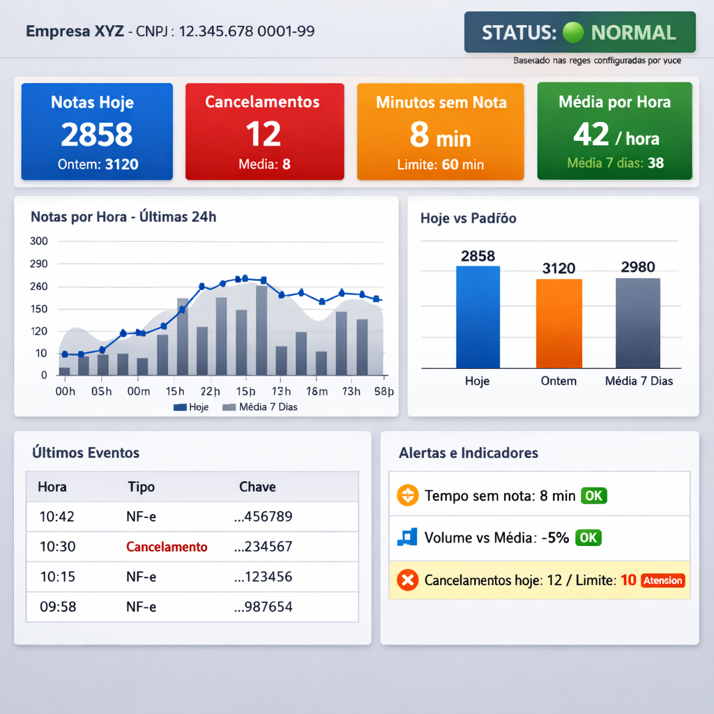 Exemplo de Dashboard de Monitoramento SEFAZ